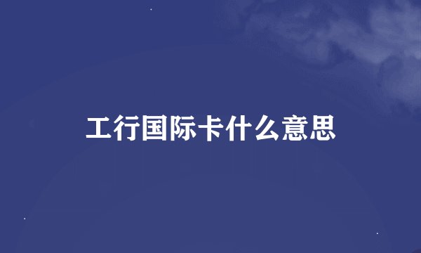 工行国际卡什么意思