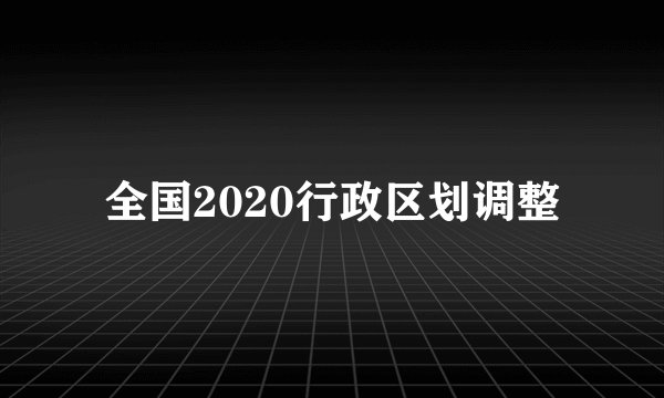 全国2020行政区划调整