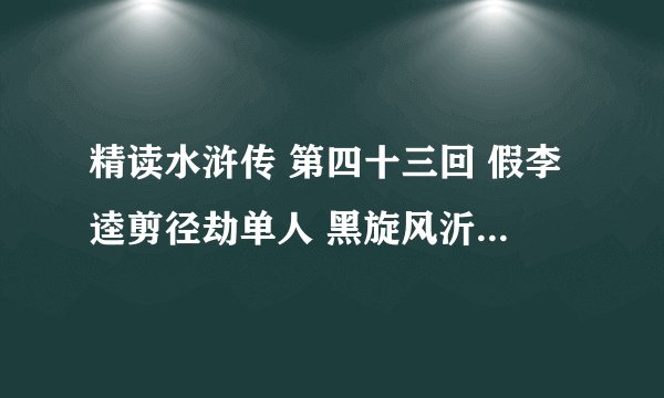 精读水浒传 第四十三回 假李逵剪径劫单人 黑旋风沂岭杀四虎