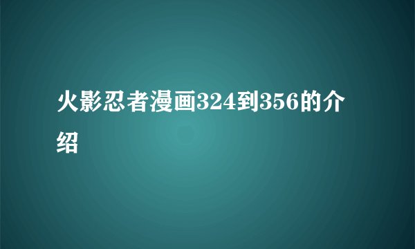 火影忍者漫画324到356的介绍