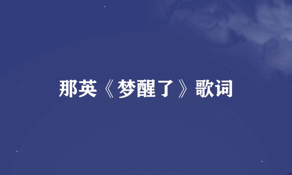 那英《梦醒了》歌词