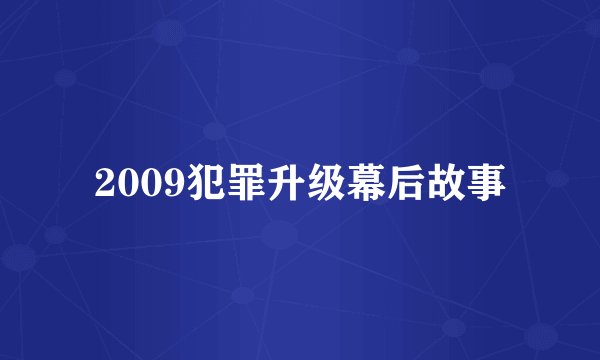 2009犯罪升级幕后故事