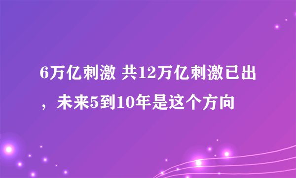6万亿刺激 共12万亿刺激已出,未来5到10年是这个方向