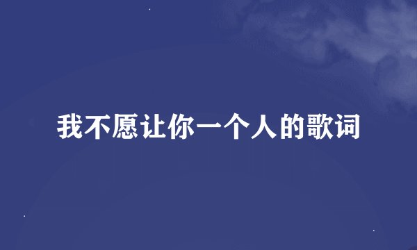 我不愿让你一个人的歌词