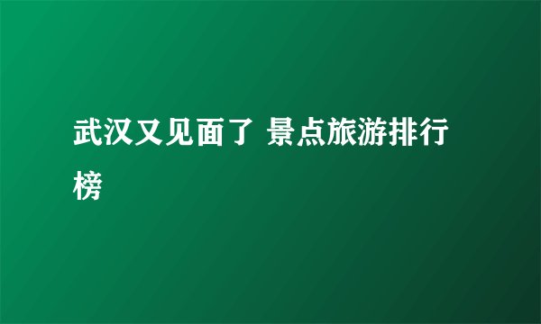 武汉又见面了 景点旅游排行榜