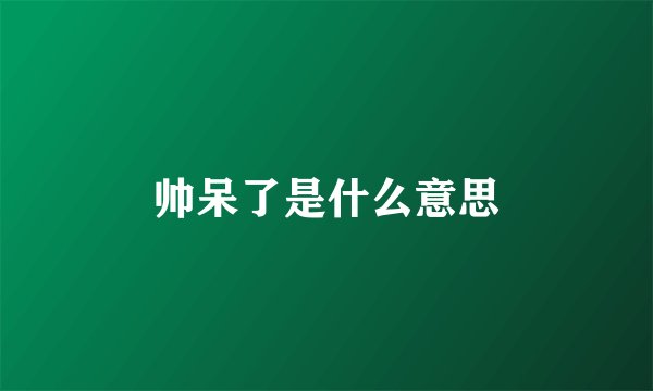 帅呆了是什么意思