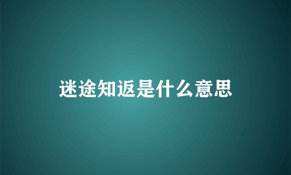 迷途知返是什么意思