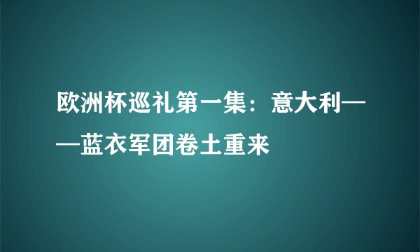 欧洲杯巡礼第一集:意大利——蓝衣军团卷土重来