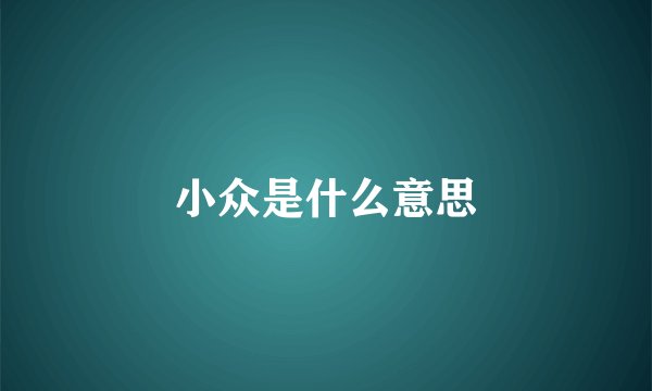 小众是什么意思