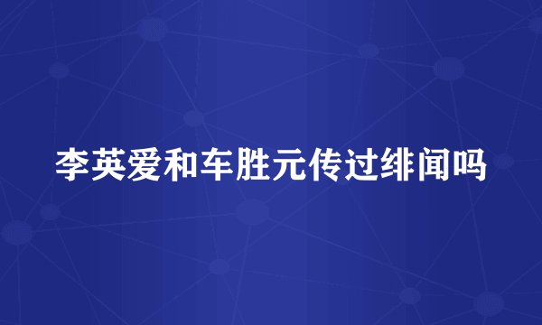 李英爱和车胜元传过绯闻吗