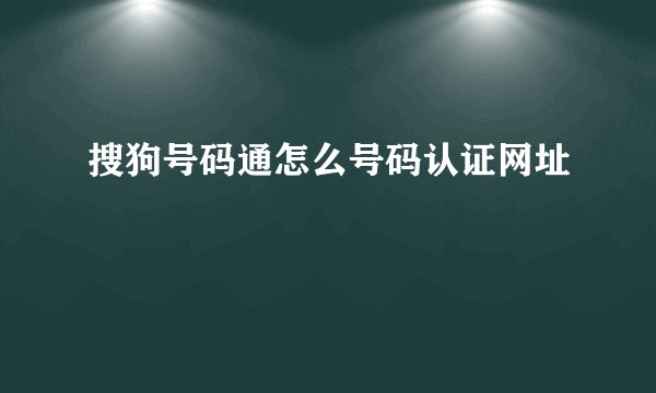 搜狗号码通怎么号码认证网址