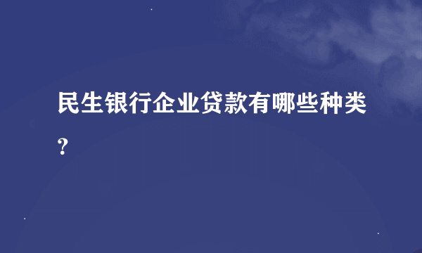 民生银行企业贷款有哪些种类？