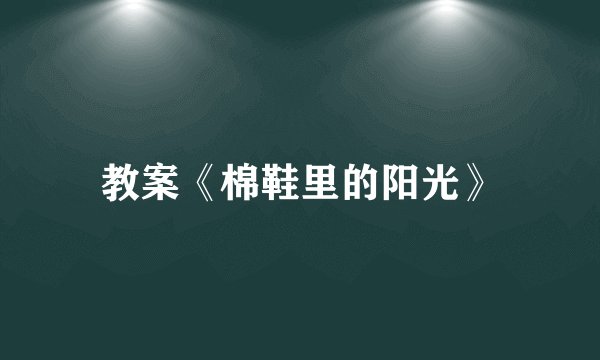 教案《棉鞋里的阳光》