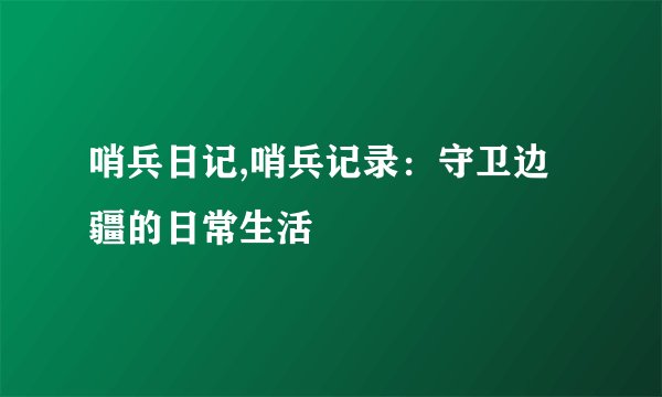 哨兵日记,哨兵记录：守卫边疆的日常生活