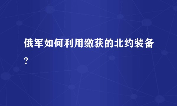 俄军如何利用缴获的北约装备?
