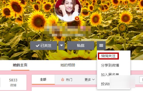 怎样把微博上关注人设为悄悄关注？
