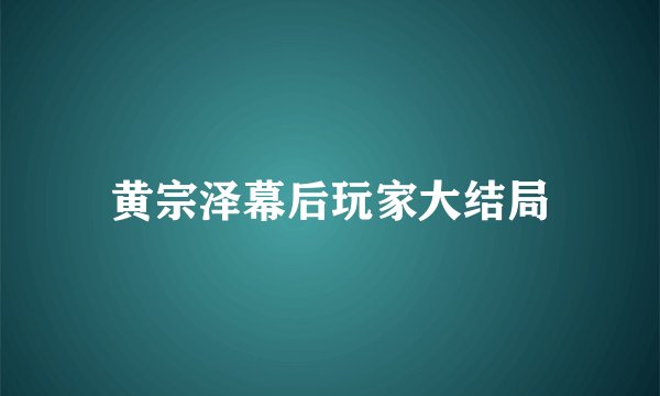 黄宗泽幕后玩家大结局