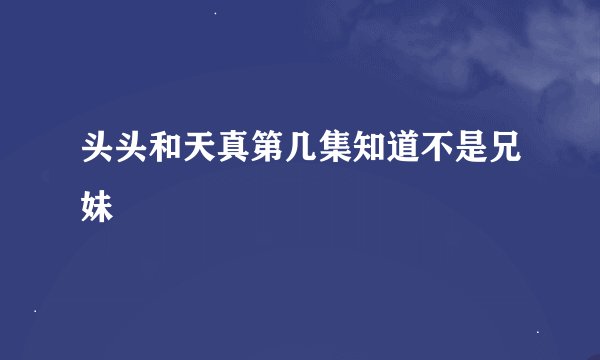 头头和天真第几集知道不是兄妹