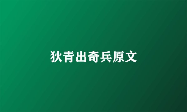 狄青出奇兵原文