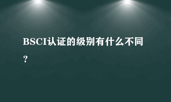 BSCI认证的级别有什么不同？