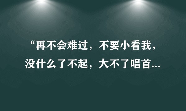 “再不会难过，不要小看我，没什么了不起，大不了唱首歌，虽然是悲伤的歌”是什么歌