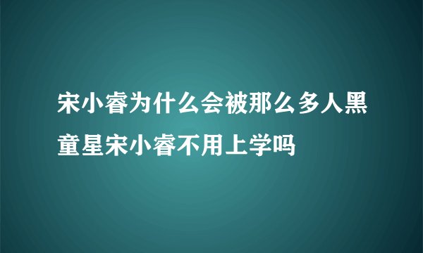 宋小睿为什么会被那么多人黑童星宋小睿不用上学吗