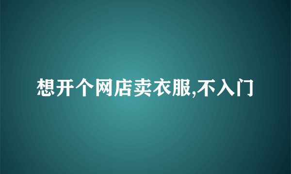 想开个网店卖衣服,不入门
