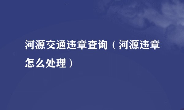 河源交通违章查询（河源违章怎么处理）