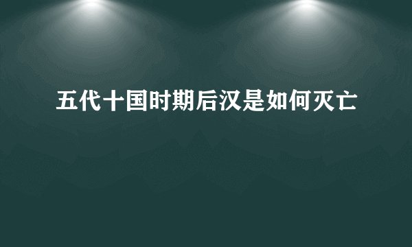 五代十国时期后汉是如何灭亡
