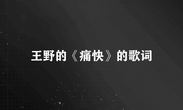 王野的《痛快》的歌词
