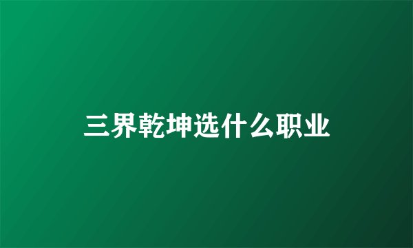 三界乾坤选什么职业