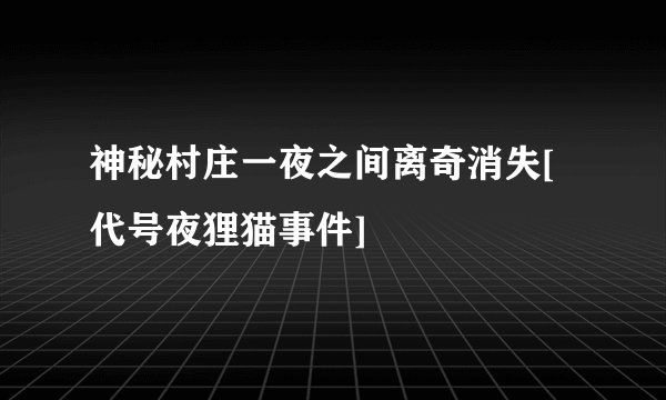 神秘村庄一夜之间离奇消失[代号夜狸猫事件]