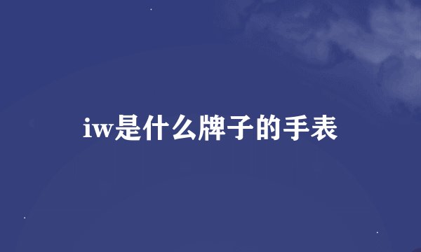 iw是什么牌子的手表