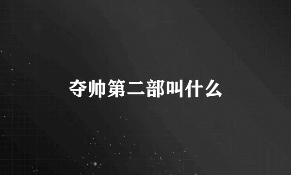 夺帅第二部叫什么