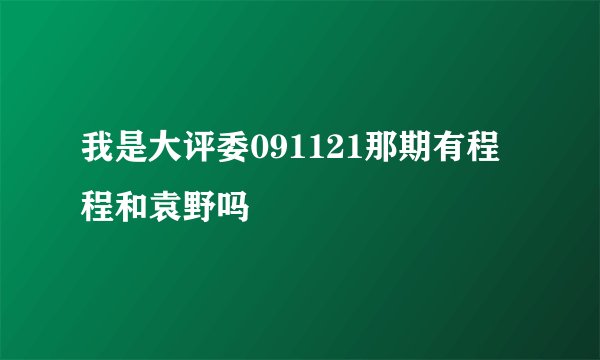 我是大评委091121那期有程程和袁野吗
