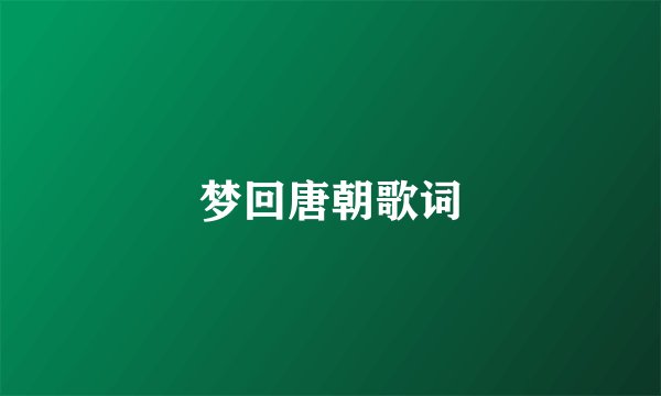 梦回唐朝歌词