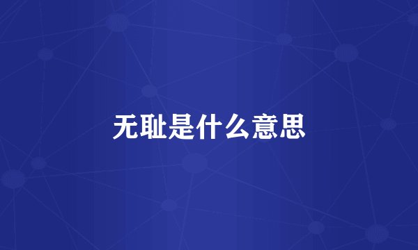 无耻是什么意思