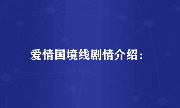 爱情国境线剧情介绍：