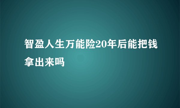 智盈人生万能险20年后能把钱拿出来吗