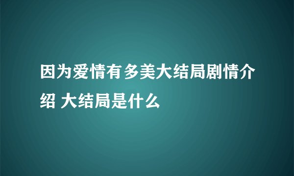 因为爱情有多美大结局剧情介绍 大结局是什么
