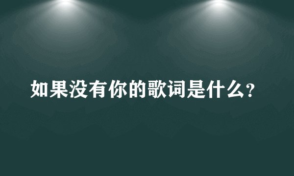 如果没有你的歌词是什么？