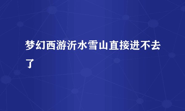 梦幻西游沂水雪山直接进不去了