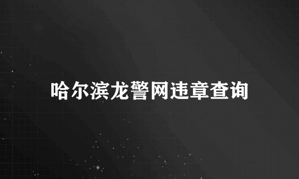 哈尔滨龙警网违章查询