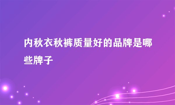 内秋衣秋裤质量好的品牌是哪些牌子