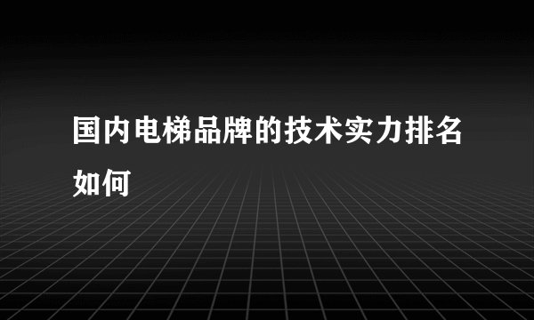 国内电梯品牌的技术实力排名如何