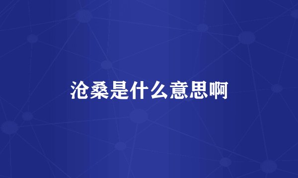 沧桑是什么意思啊