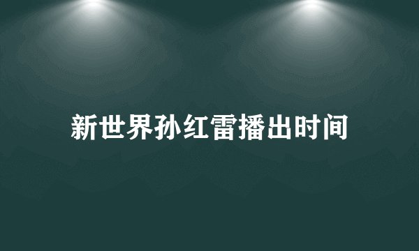 新世界孙红雷播出时间