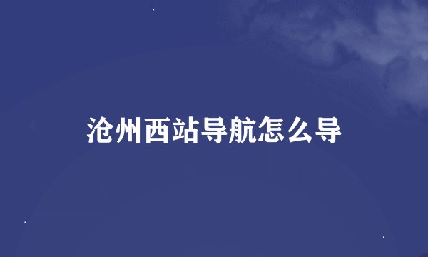 沧州西站导航怎么导