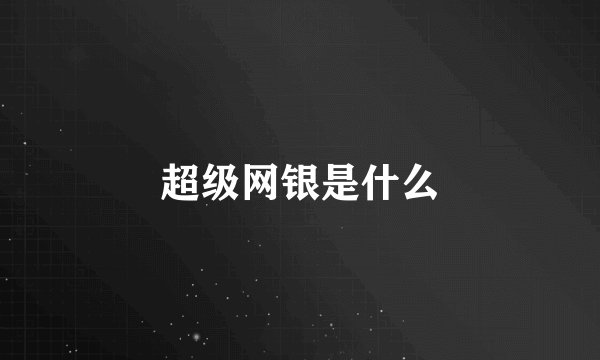 超级网银是什么