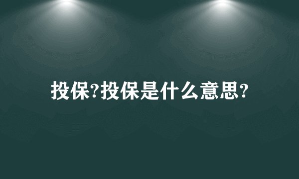 投保?投保是什么意思?